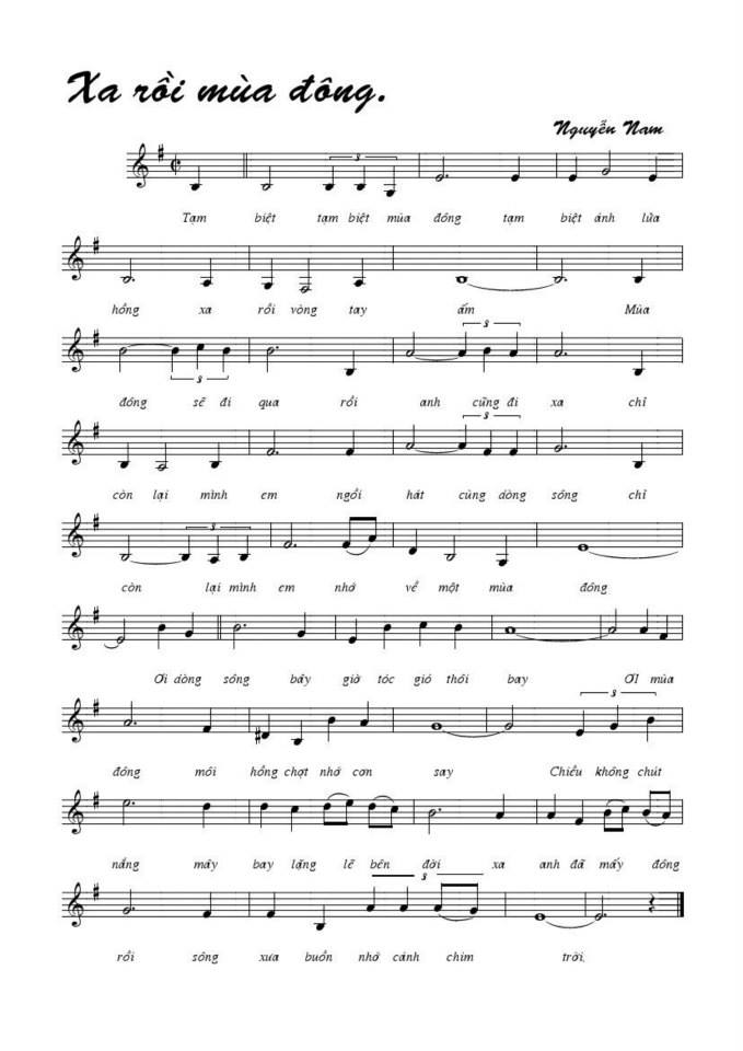 Xa rồi mùa đông sheet