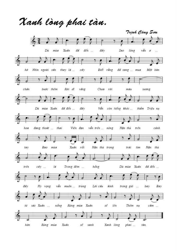 Xanh lòng phai tàn sheet