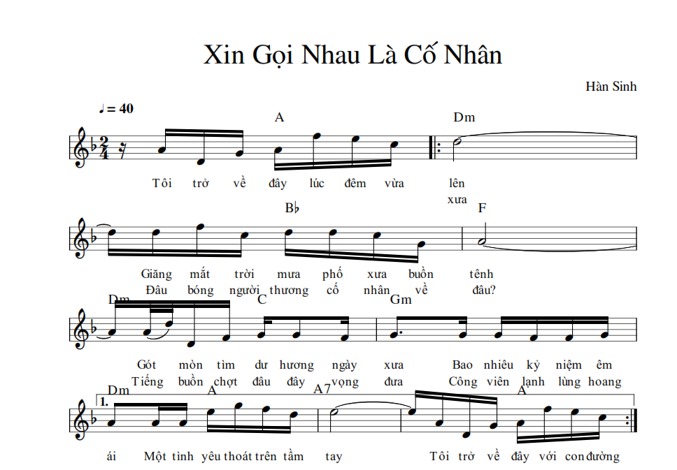 Xin gọi nhau là cố nhân sheet