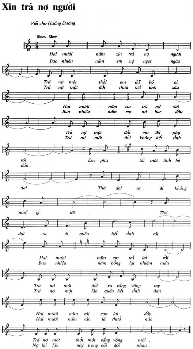 Xin trả nợ người sheet