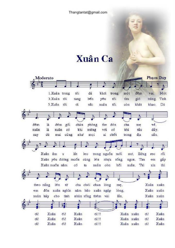 Xuân ca sheet