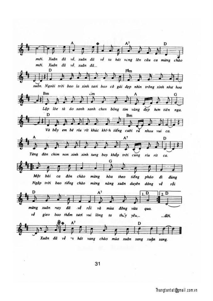 Xuân đã về sheet