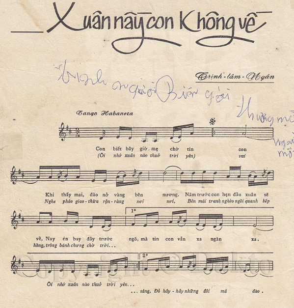 Xuân này con không về sheet