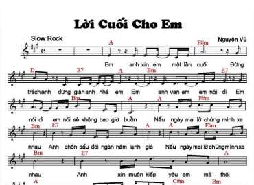 Lời Cuối Cho Em sheet có lời