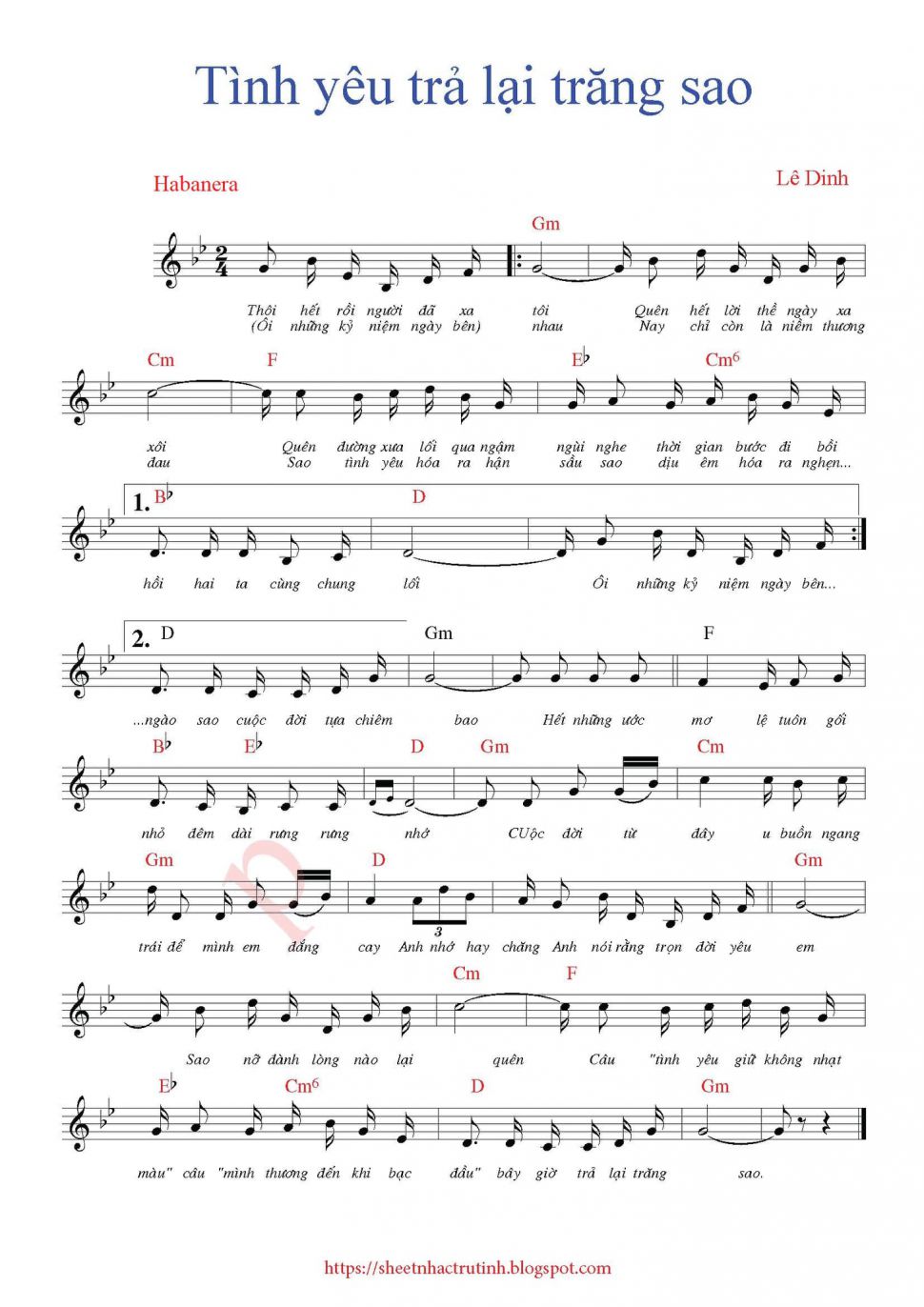 Tình Yêu Trả Lại Trăng Sao sheet