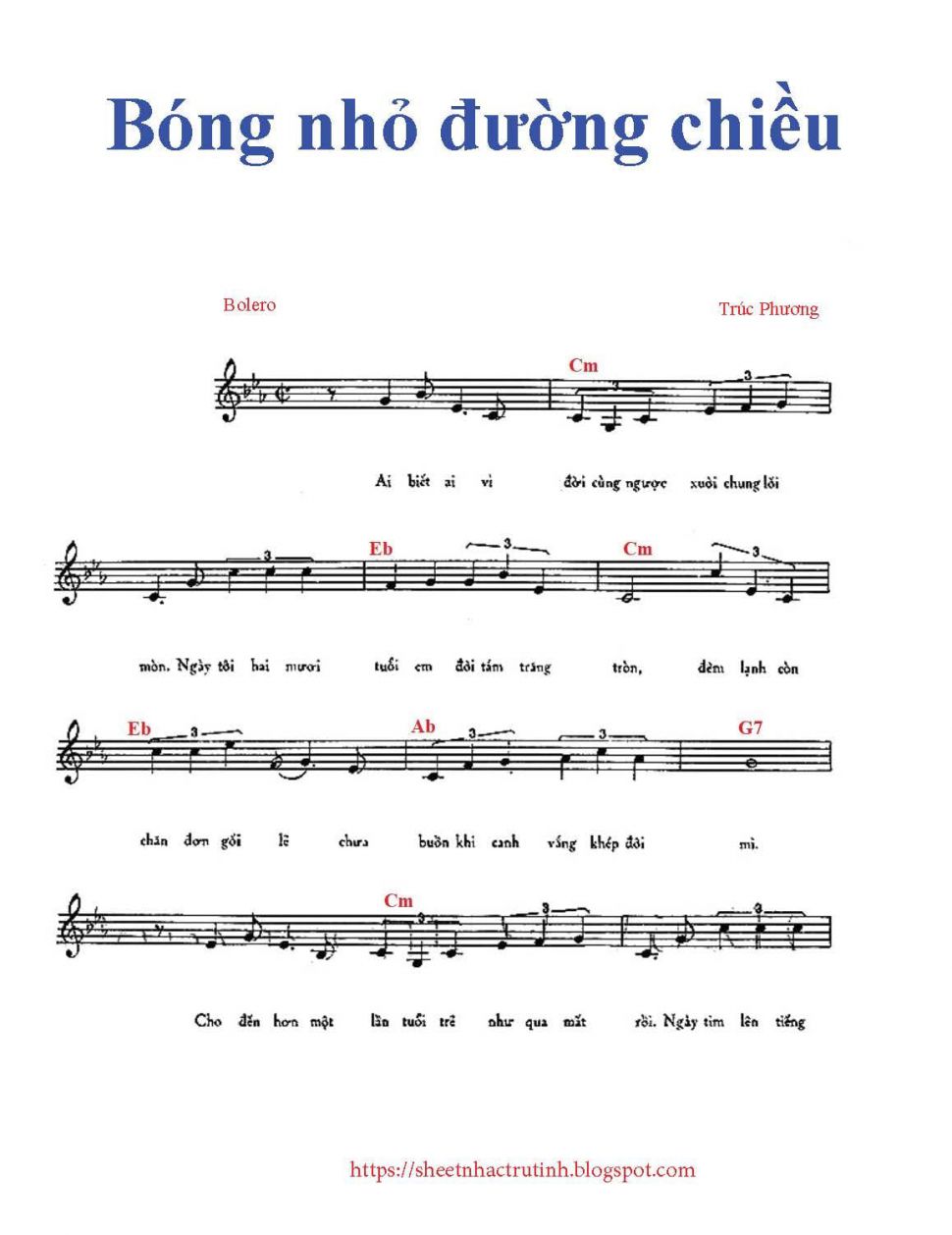 Bóng Nhỏ Đường Chiều sheet