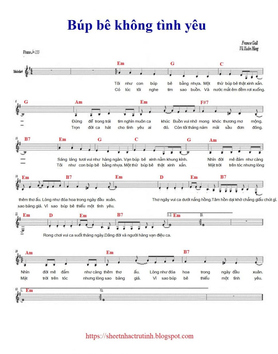 Búp Bê Không Tình Yêu sheet
