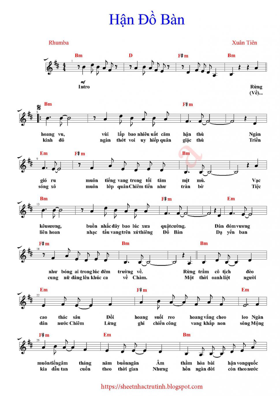 Hận Đồ Bàn sheet