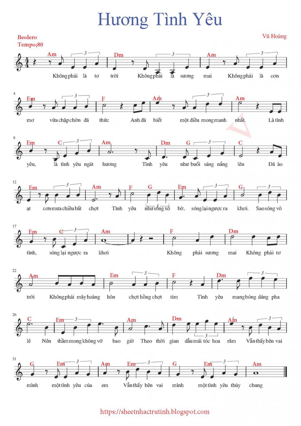 Huơng Tình Yêu sheet