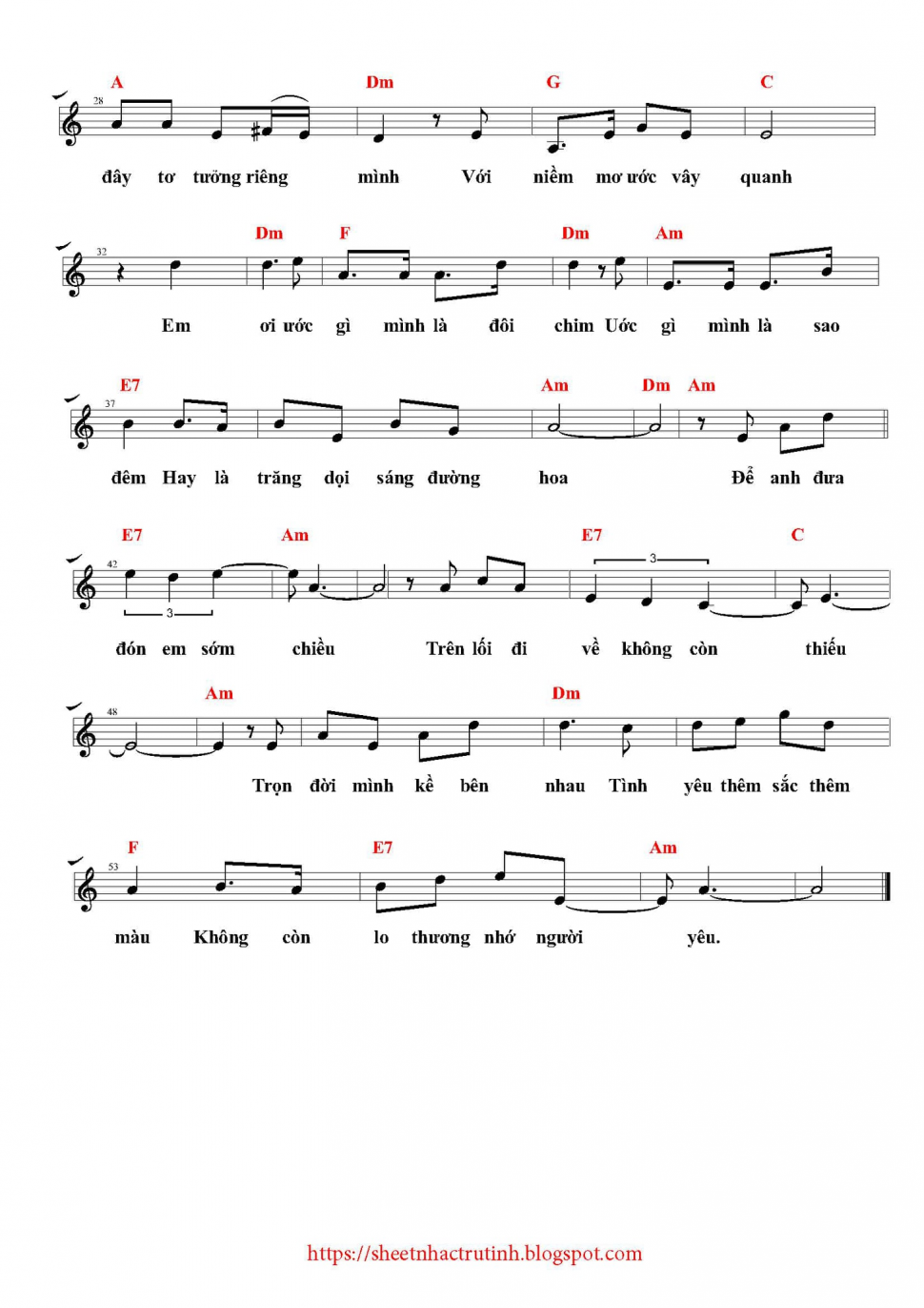 Lại Nhớ Người Yêu sheet có lời 