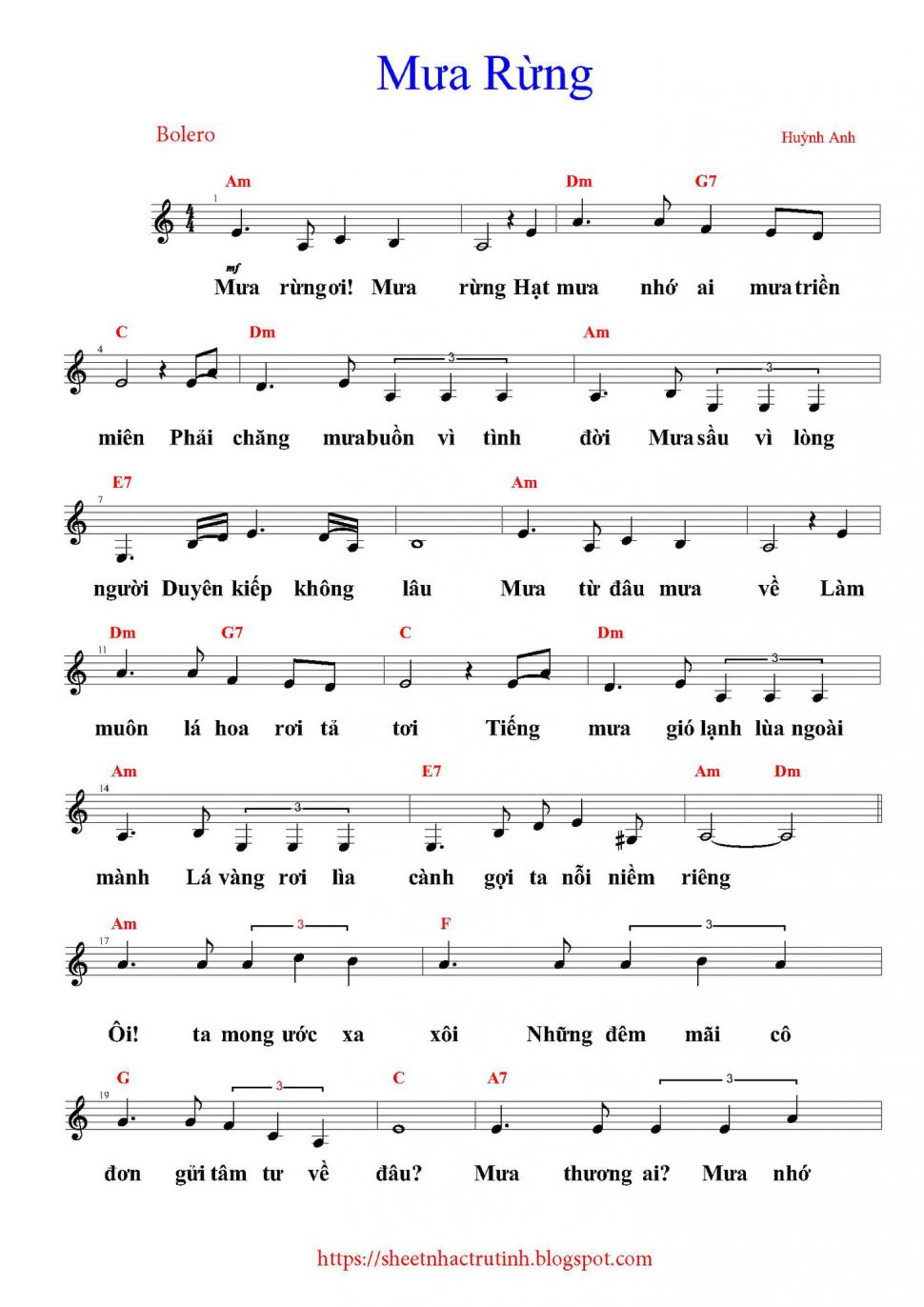 Mưa Rừng sheet Mưa Rừng sheet