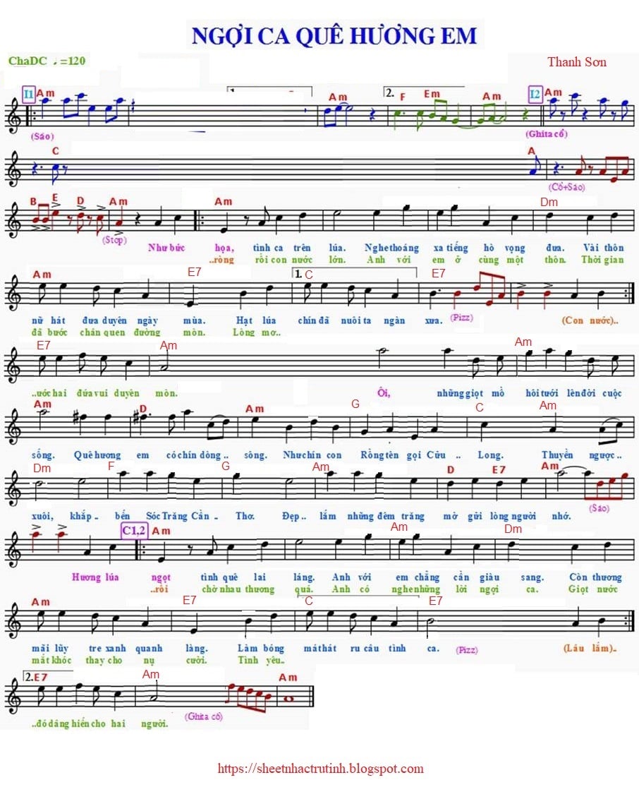 Ngợi Ca Quê Hương Em sheet