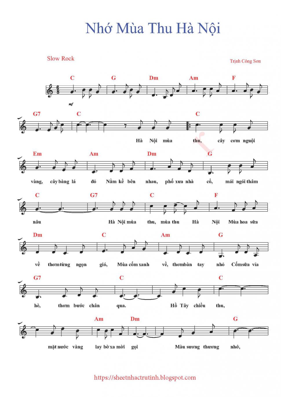 Nhớ Mùa Thu Hà Nội sheet Nhớ Mùa Thu Hà Nội sheet