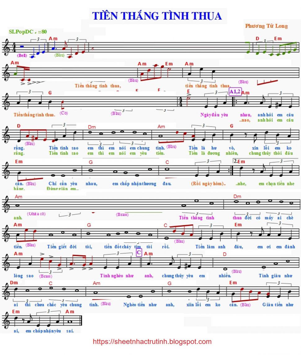 Tiền Thăng Tình Thua sheet