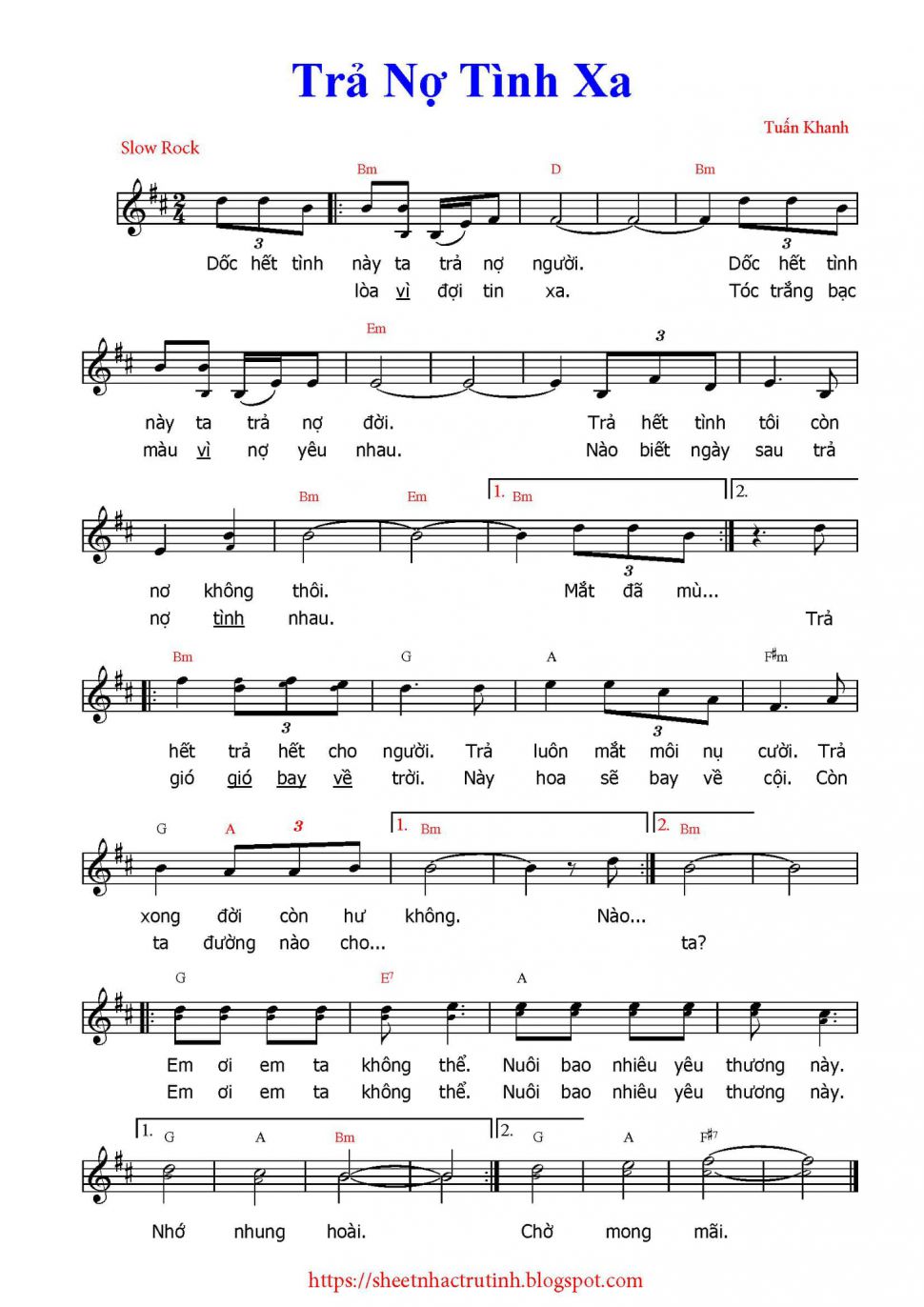 Trả Nợ Tình Xa sheet Trả Nợ Tình Xa sheet