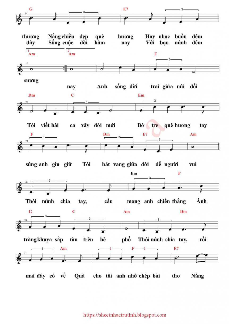 Trăng Tàn Trên Hè Phố sheet có lời