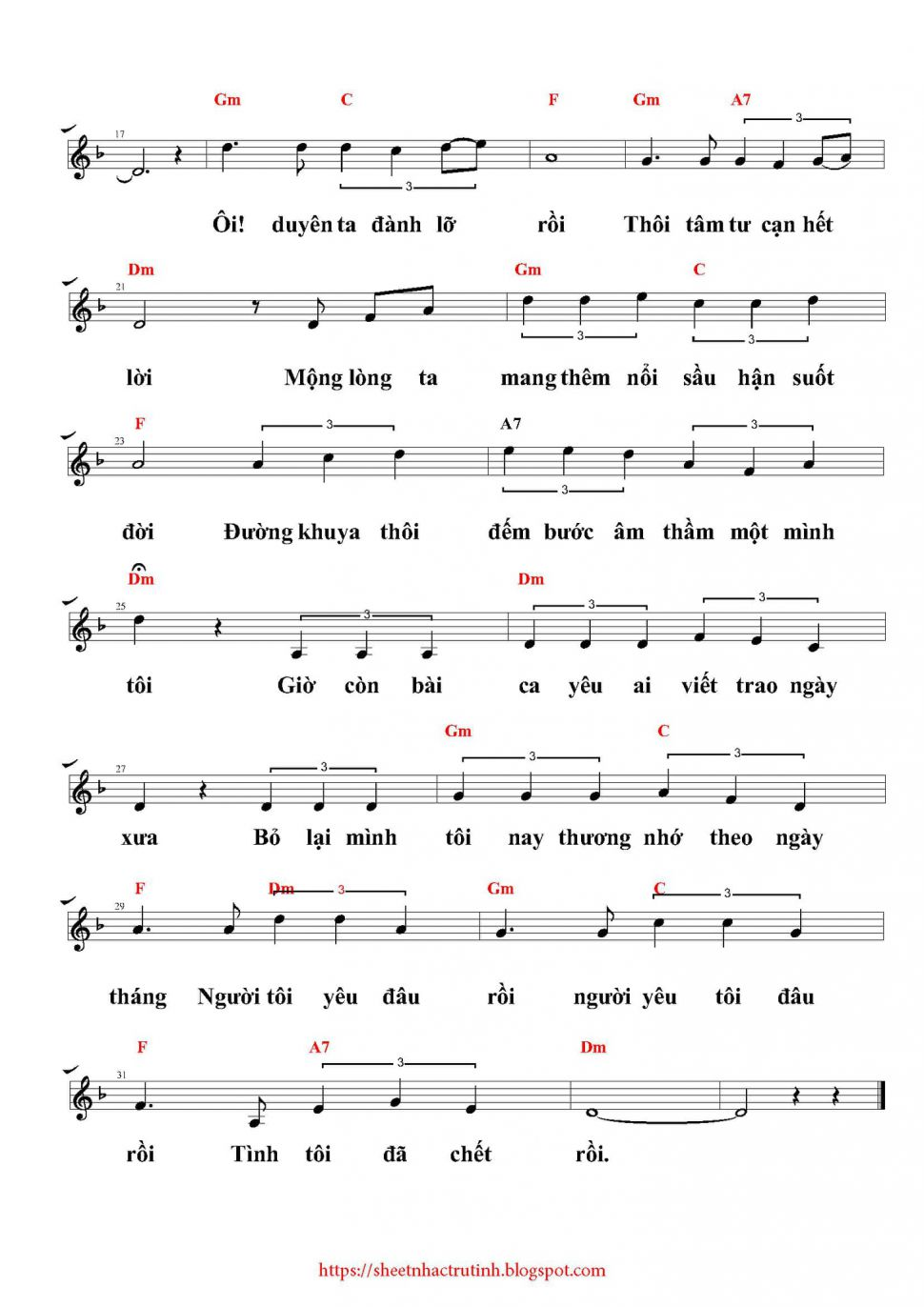 Bài Ca Kỷ Niệm sheet có lời 