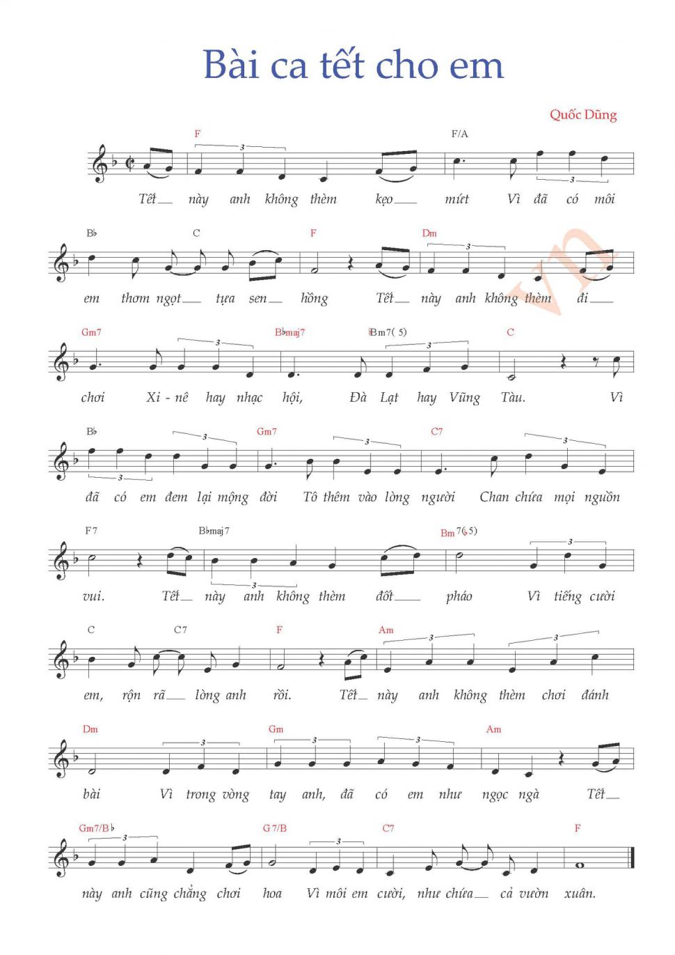 Bài Ca Tết Cho Em sheet