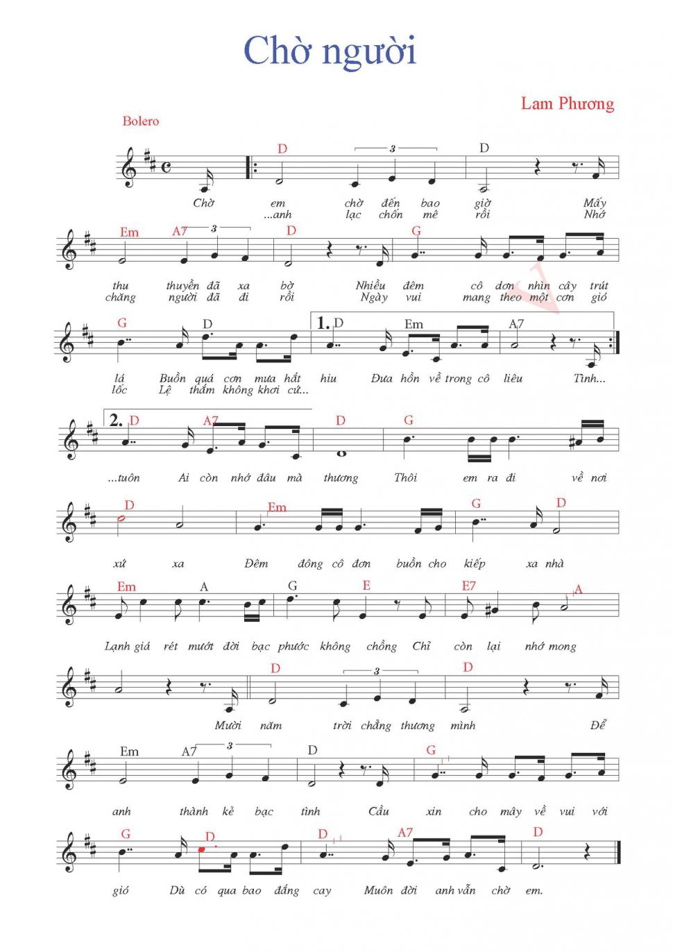 Chờ Người sheet