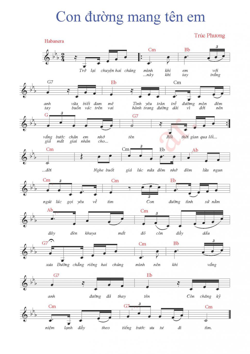 Con Đường Mang Tên Em sheet