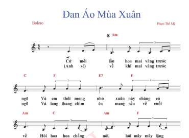 Đan Áo Mùa Xuân sheet có lời 