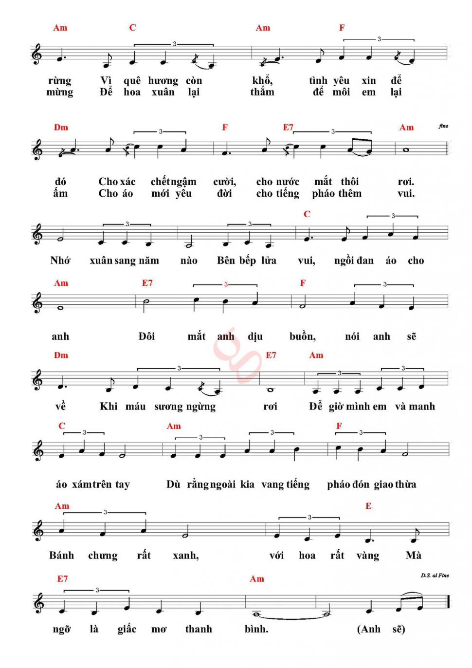 Đan Áo Mùa Xuân sheet có lời 