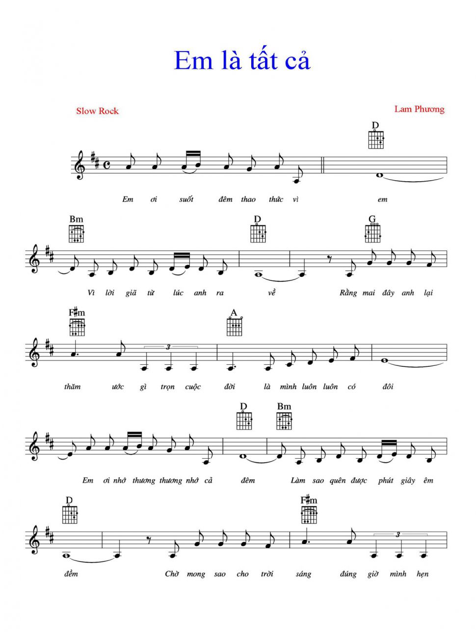 Em Là Tất Cả sheet