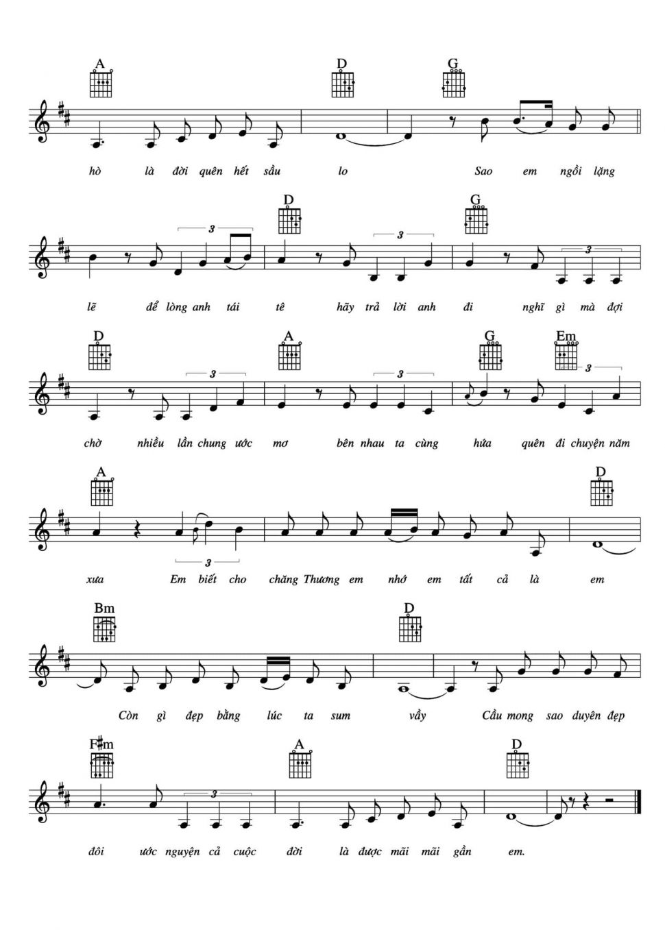 Em Là Tất Cả sheet có lời 