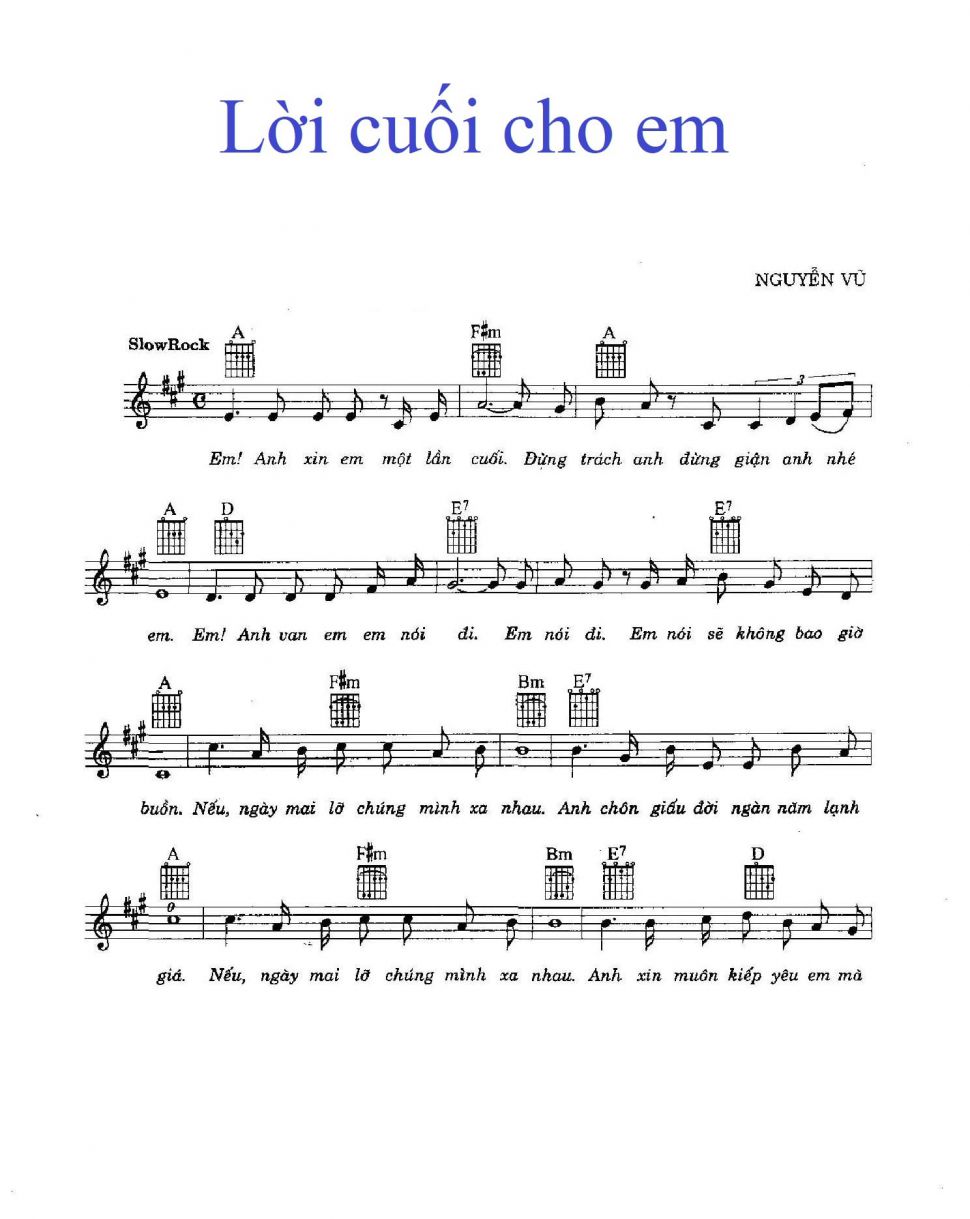 Lời Cuối Cho Em sheet