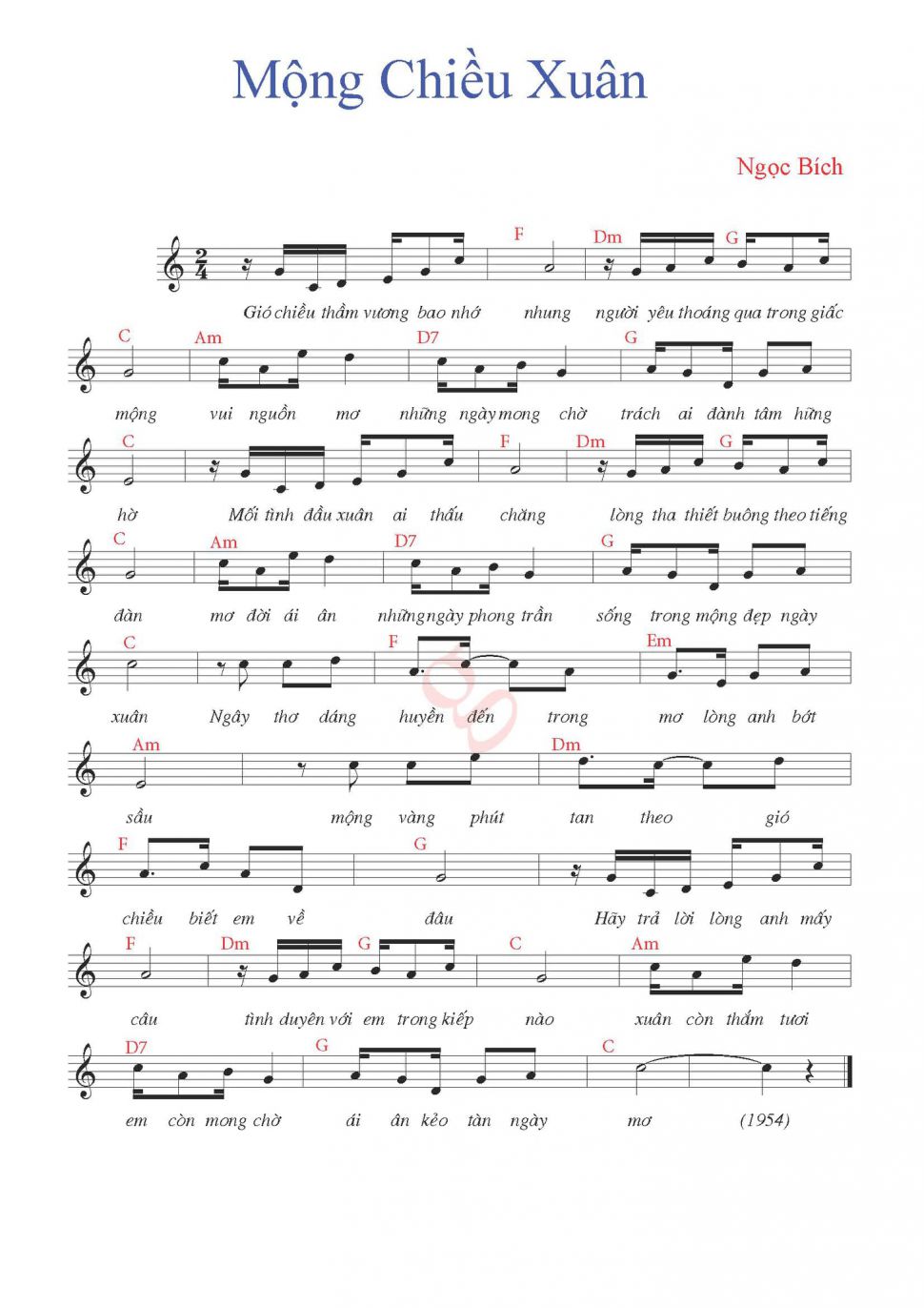 Mộng Chiều Xuân sheet