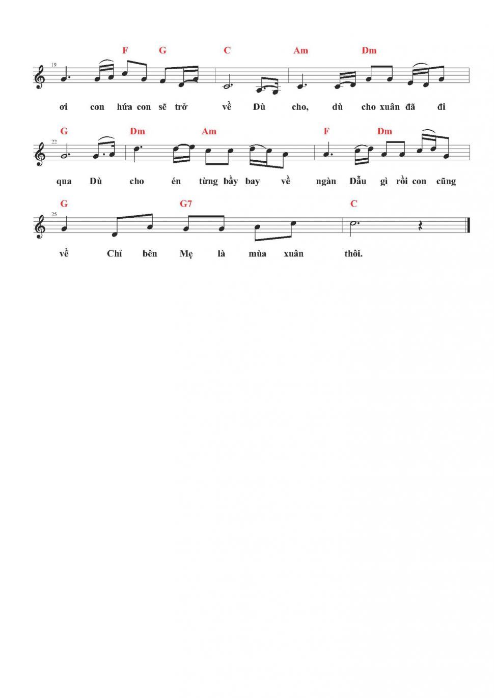 Mùa Xuân Của Mẹ sheet có lời có lời Mùa Xuân Của Mẹ sheet có lời có lời