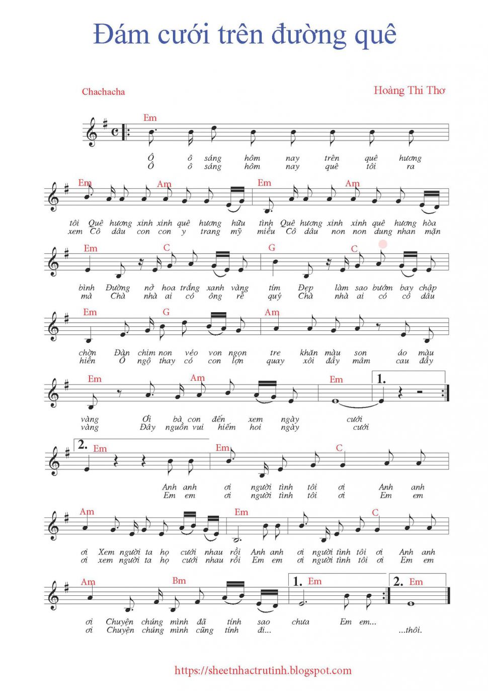 Đám Cưới Trên Đường Quê sheet