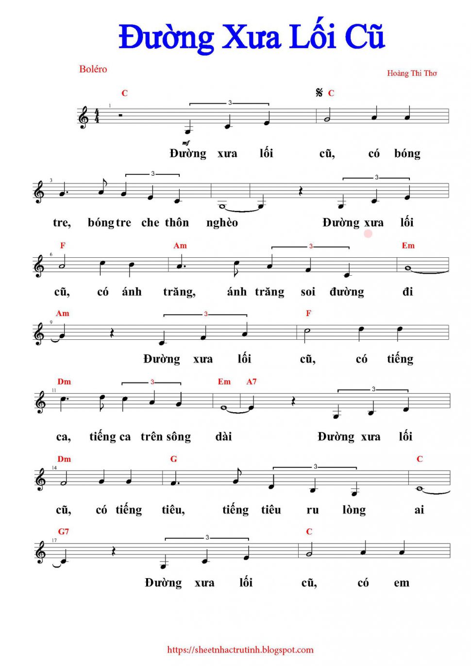 Đường Xưa Lối Cũ sheet