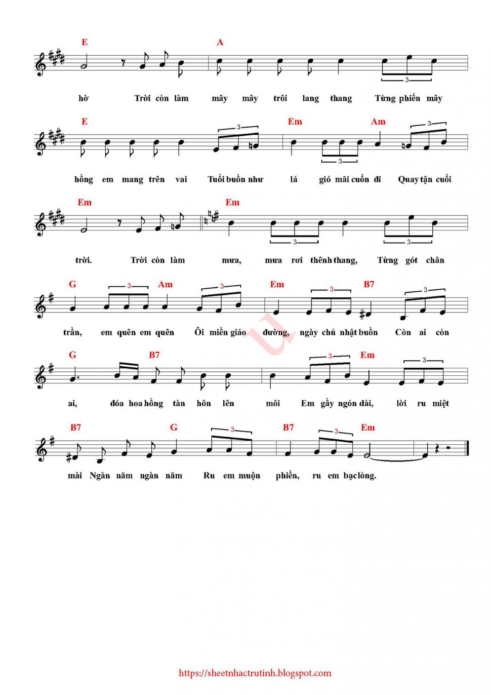 Tôi Đau Buồn sheet 