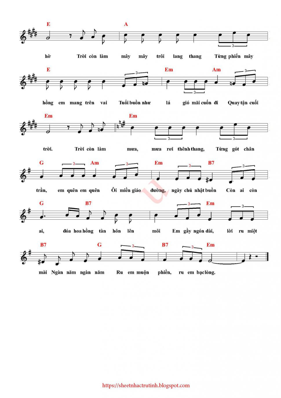 Tôi Đau Buồn sheet có lời