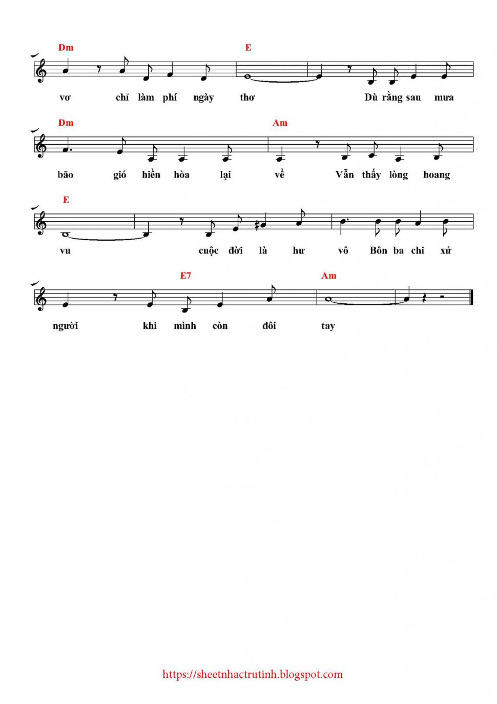 Xin Thời Gian Qua Mau sheet