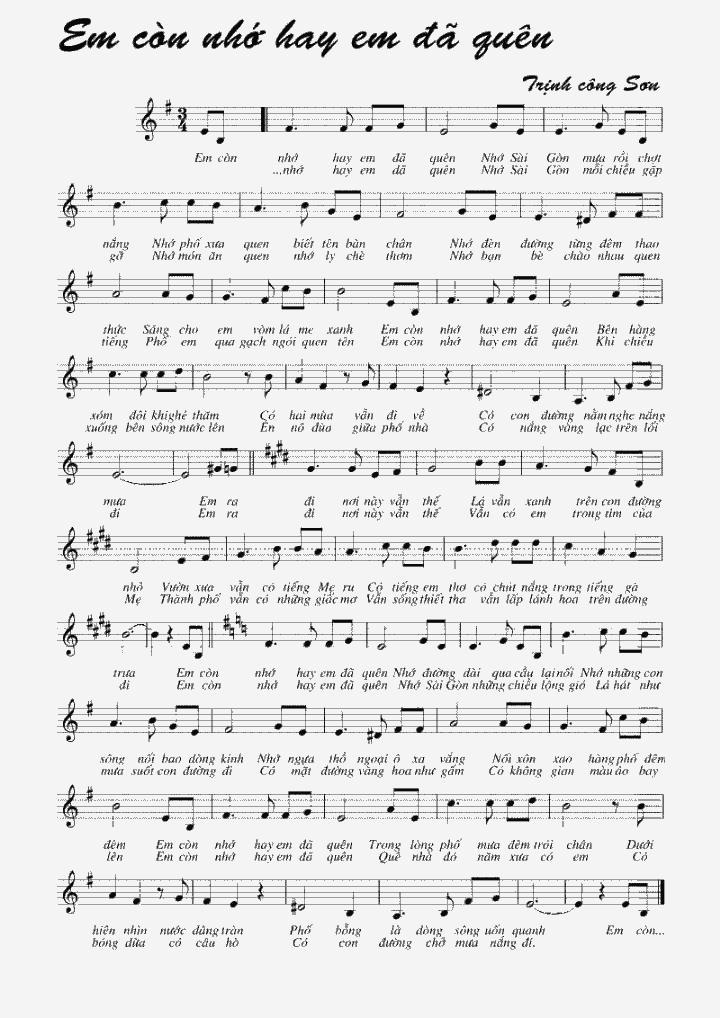 Em còn nhớ hay em đã quên sheet có lời