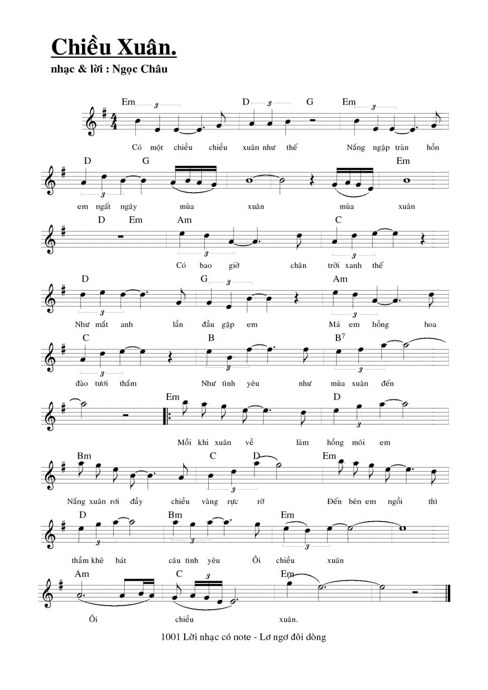 Chiều Xuân sheet có lời