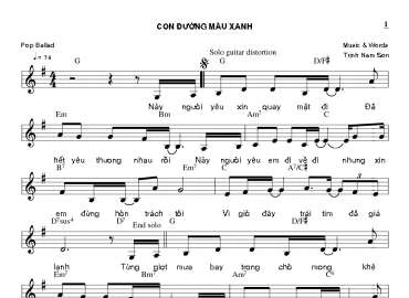 Con Đường Màu Xanh sheet có lời
