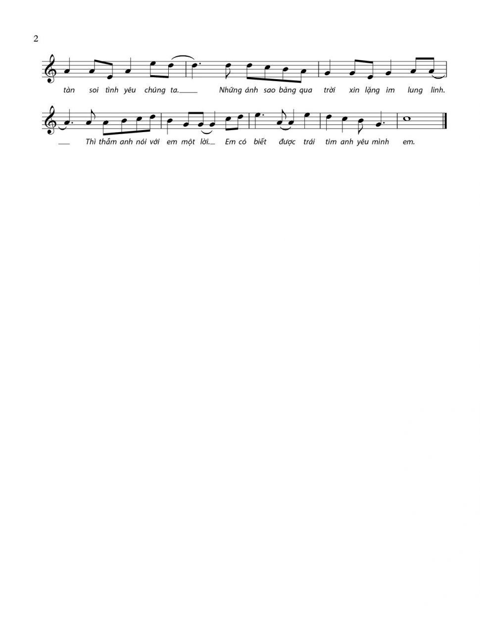 Đêm Trăng Tình Yêu sheet có lời