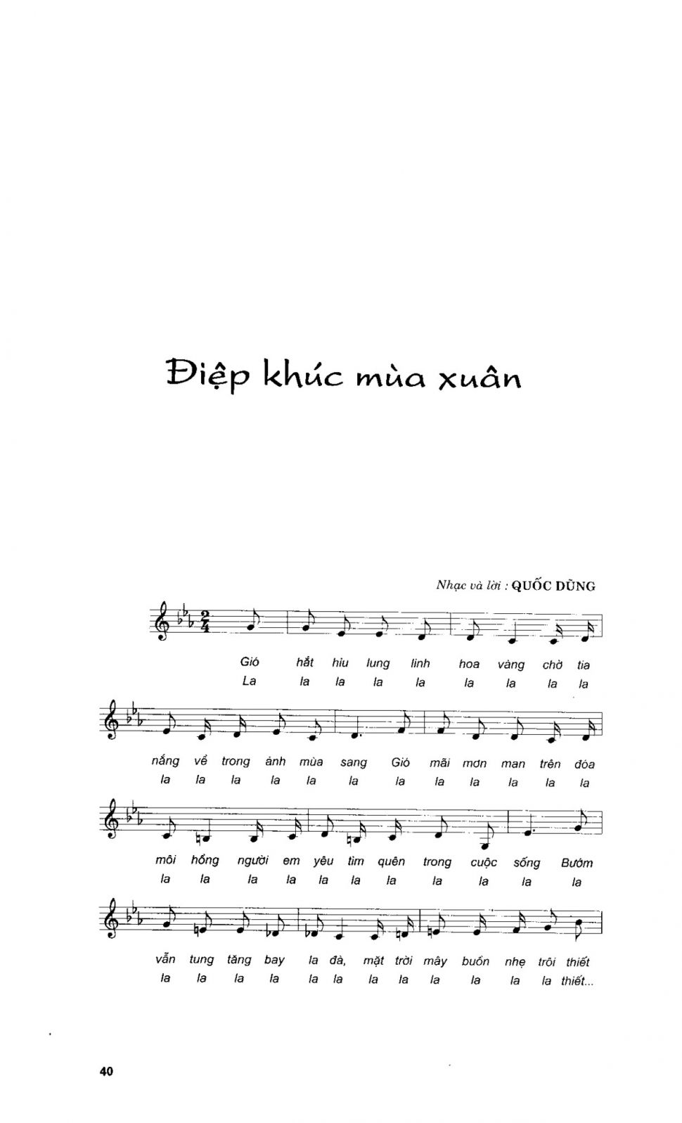 Điệp Khúc Mùa Xuân sheet có lời