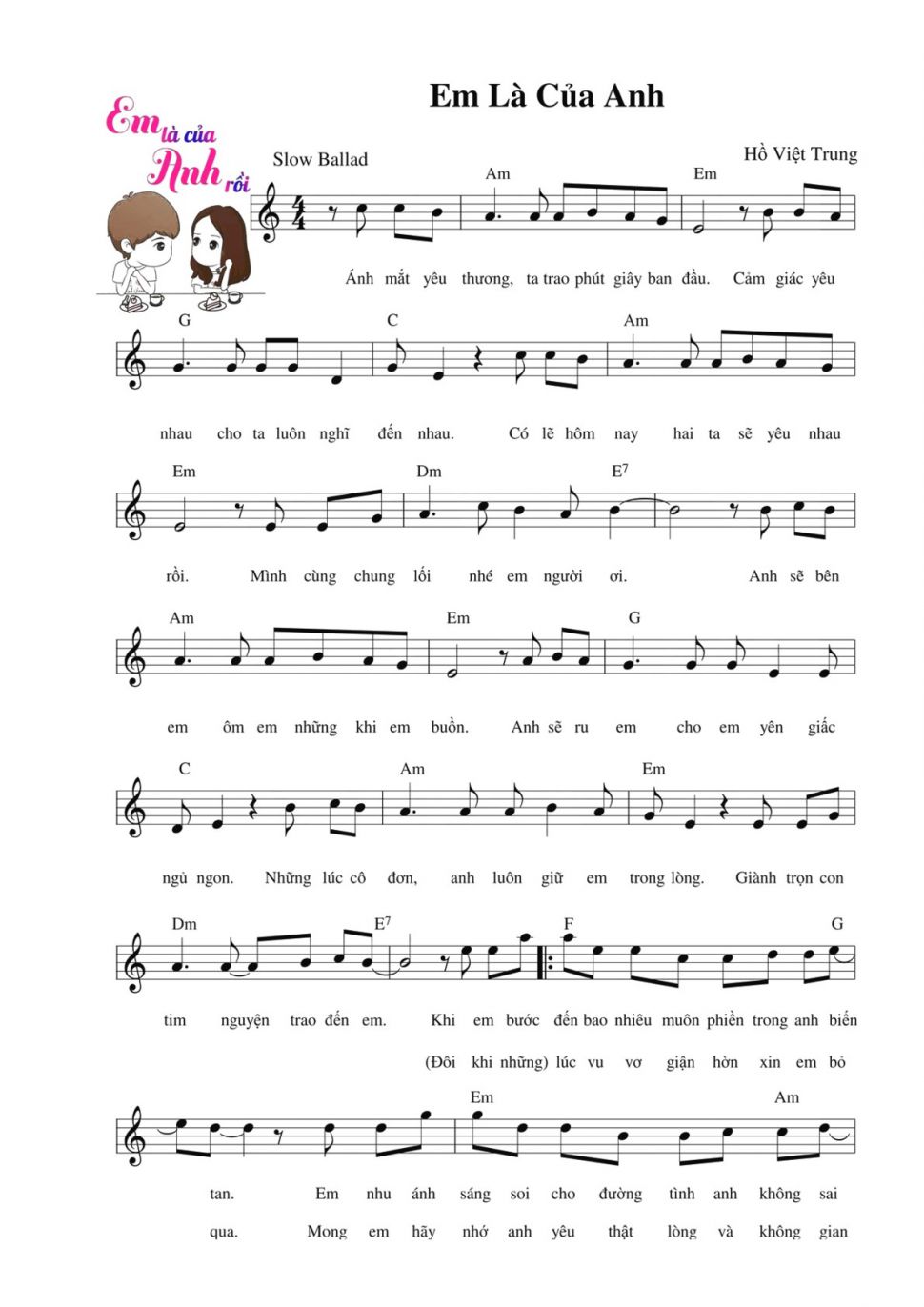 Em Là Của Anh sheet có lời
