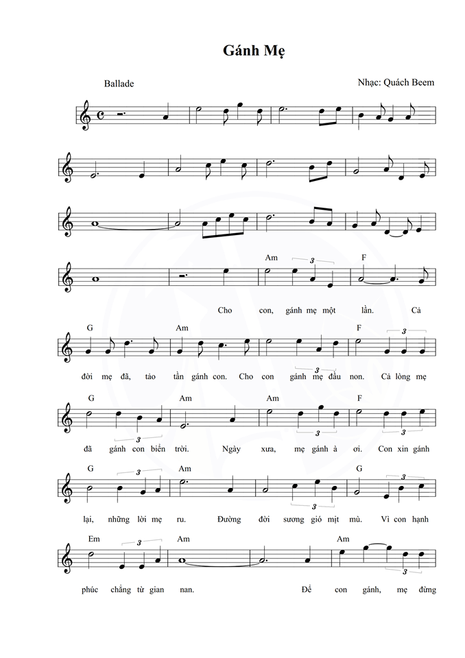 Gánh Mẹ Sheet có lời