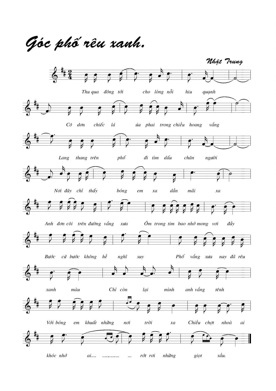 Góc Phố Rêu Xanh sheet có lời