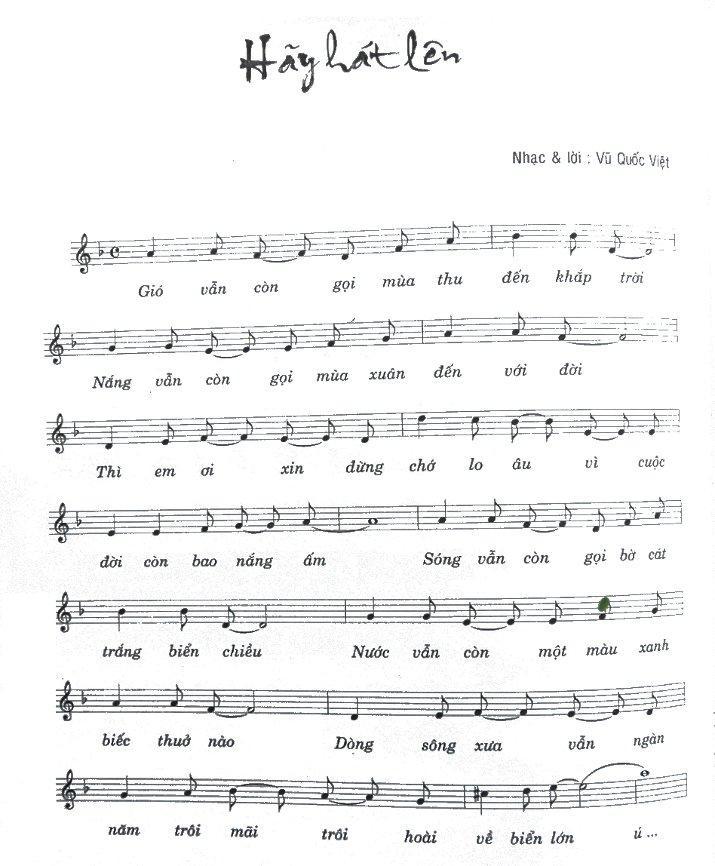 Hãy Hát Lên sheet có lời