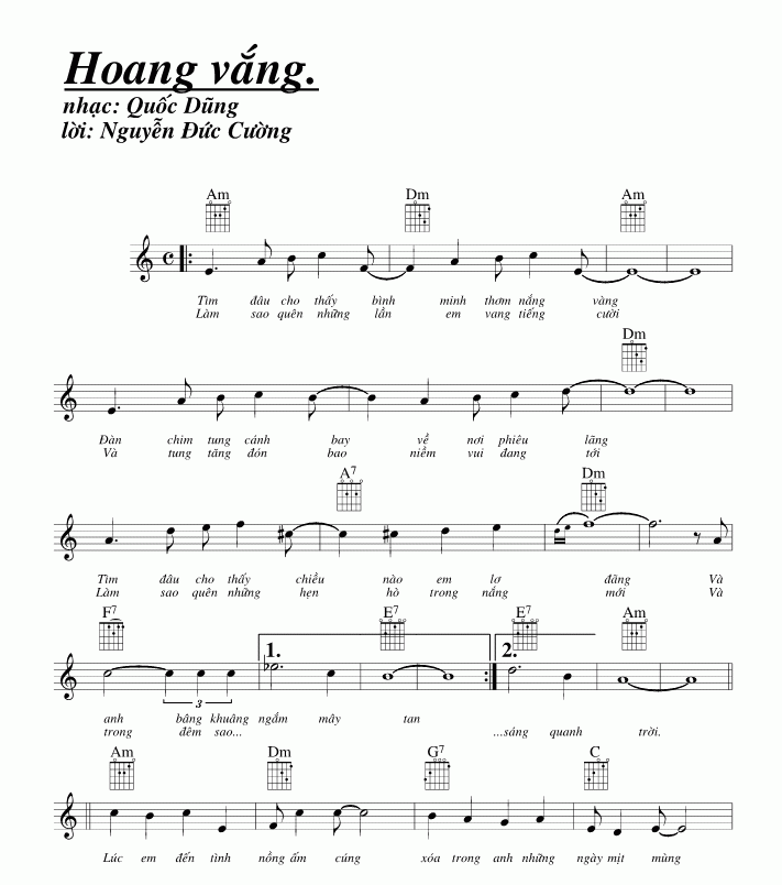 Hoang Vắng sheet có lời