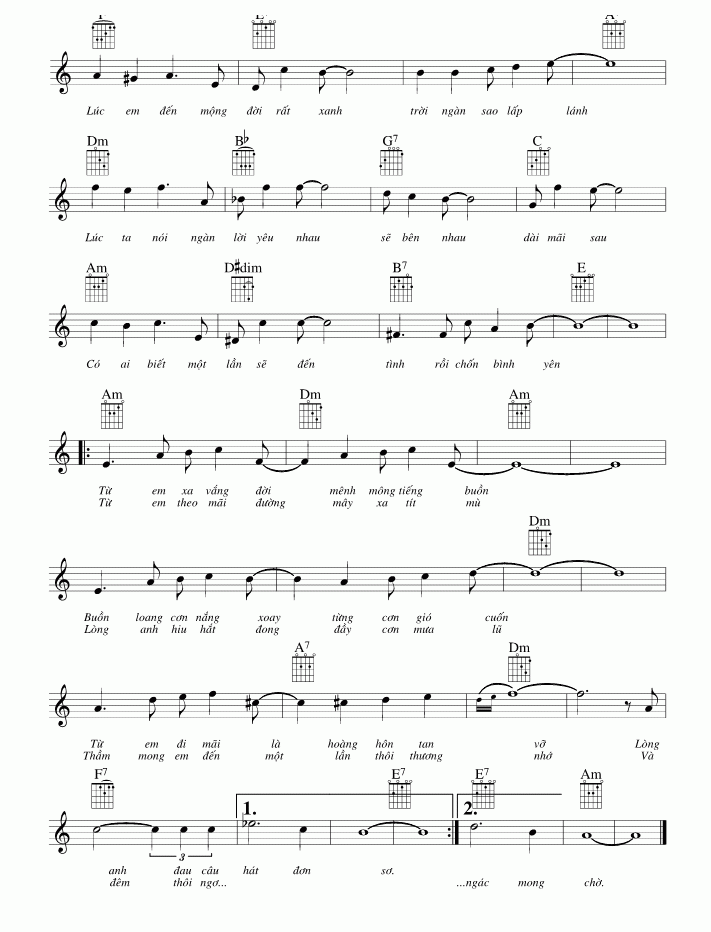 Hoang Vắng sheet có lời