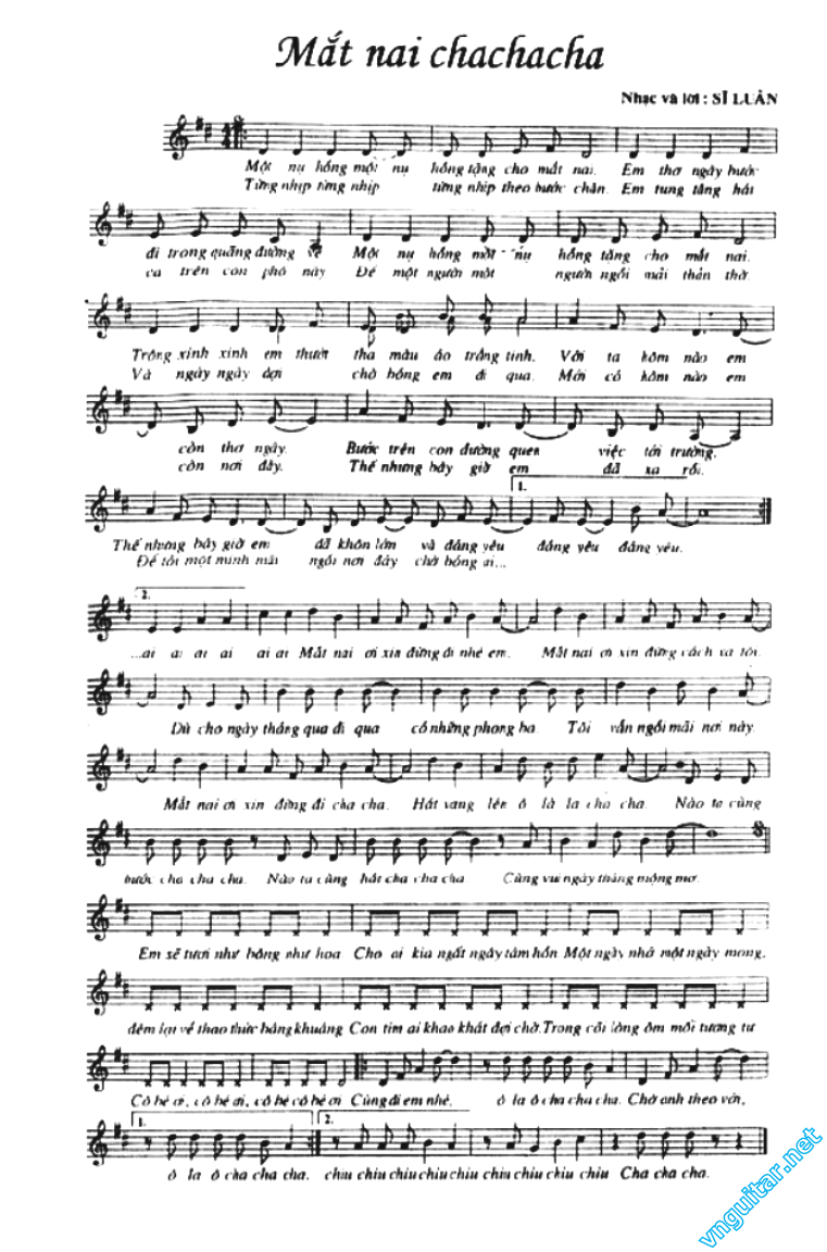 Mắt nai chacha sheet nhạc có lời