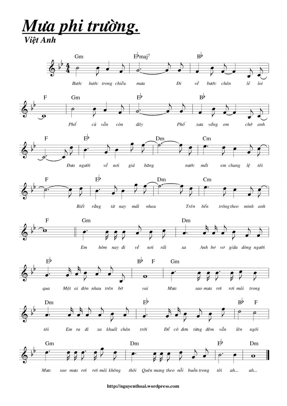 Mưa Phi Trường sheet có lời