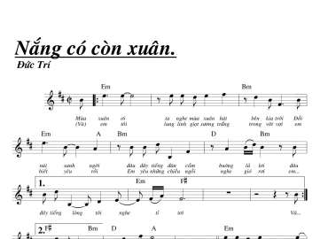 Nắng Có Còn Xuân sheet có lời